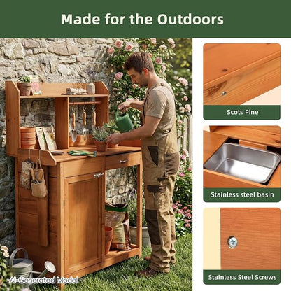OOOK Potting Bench, Nordic Scots Pine Potting Table - Image 6