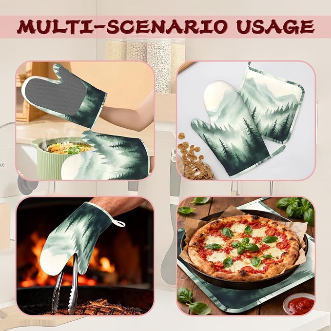 Misty Forest Mountain Heat-Resistant Silicone Oven Mitts and Pot Holders - Image 6