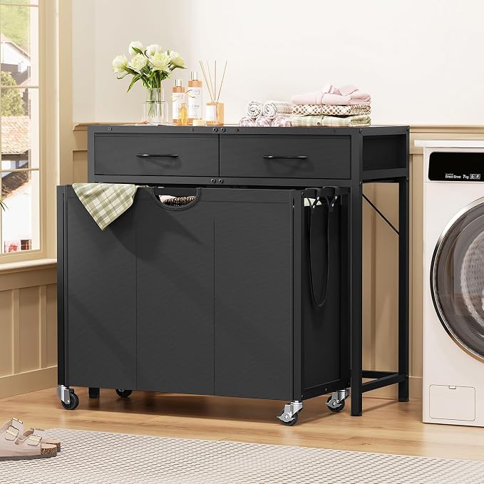 Laundry Sorter, Rolling Laundry Hamper - Image 8