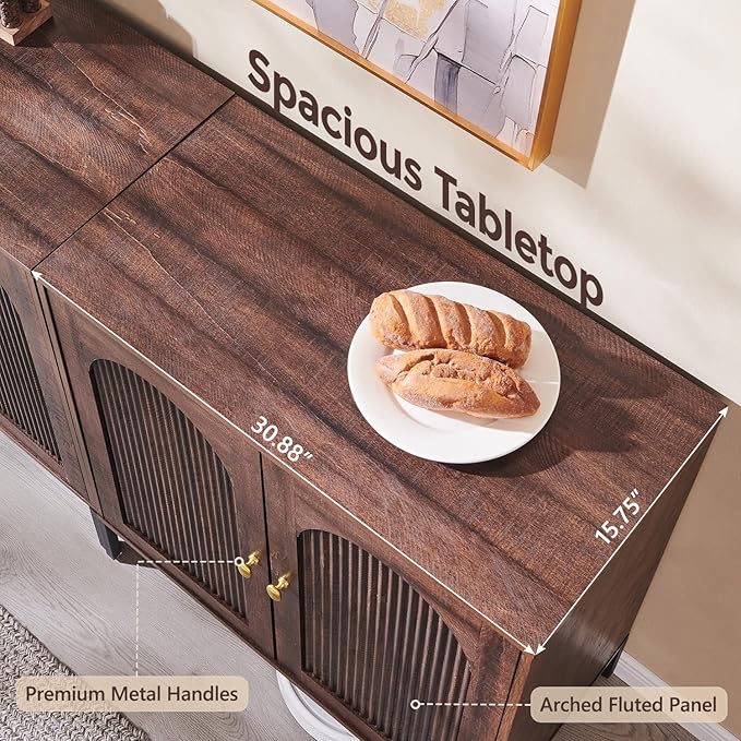 IFGET 92.63" W Modern Arched Sideboard Buffet Cabinet - Image 5