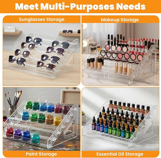 2 Pcs 7 Tier Essential Oil Organizer Clear Holder Nail Polish Display Rack | - Image 4