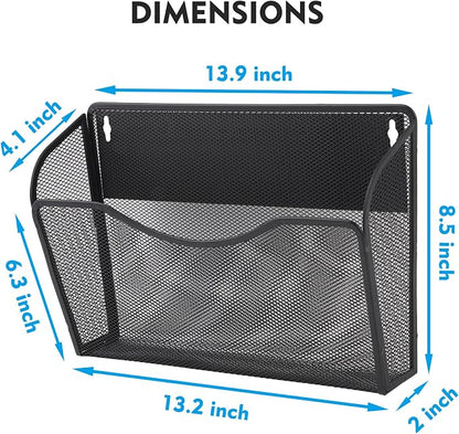 EASEPRES Magnetic 3 Single Pocket Mesh Hanging File Organizer, Vertical Wall - Image 4