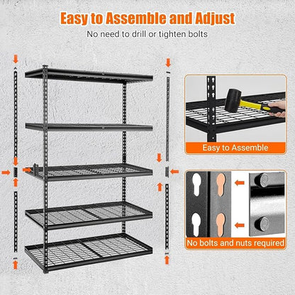 Garage Storage Shelves 5 Tiers, Heavy Duty Storage Shelving Racks - Image 3