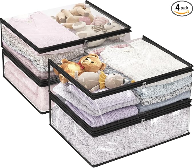 Fixwal 4pcs Clear Storage Bags for Clothes by Fixwal