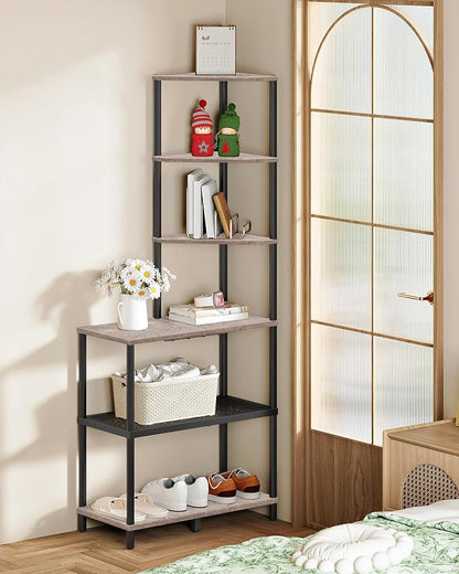 6-Tier Corner Shelf, Industrial Corner Bookshelf - Image 6