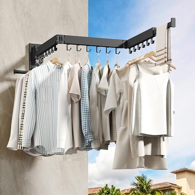 HEILAIYI Wall Mounted Clothes Hanger, Clothes Drying Rack, Laundry Drying Rack - Image 5