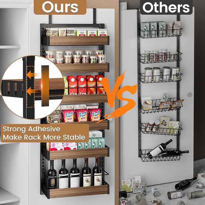 POKIPO 6 Tier Over The Door Pantry Organizer, 2-in-1 Door Hanging or Wall - Image 5