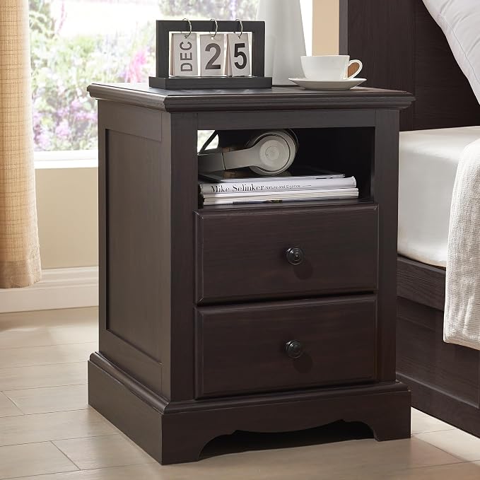 T4TREAM Nightstand with Charging Station, 18 Inch Vintage End Table with 2 by T4TREAMFurniture