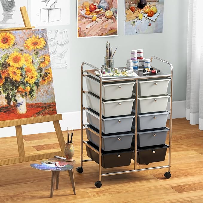 Giantex 10 Drawers Rolling Cart, Classroom Organizers, Storage Cart - Image 4