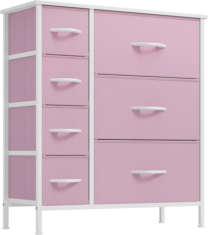 YITAHOME Pink Dresser, 7 Drawers Fabric Dresser by YITAHOME