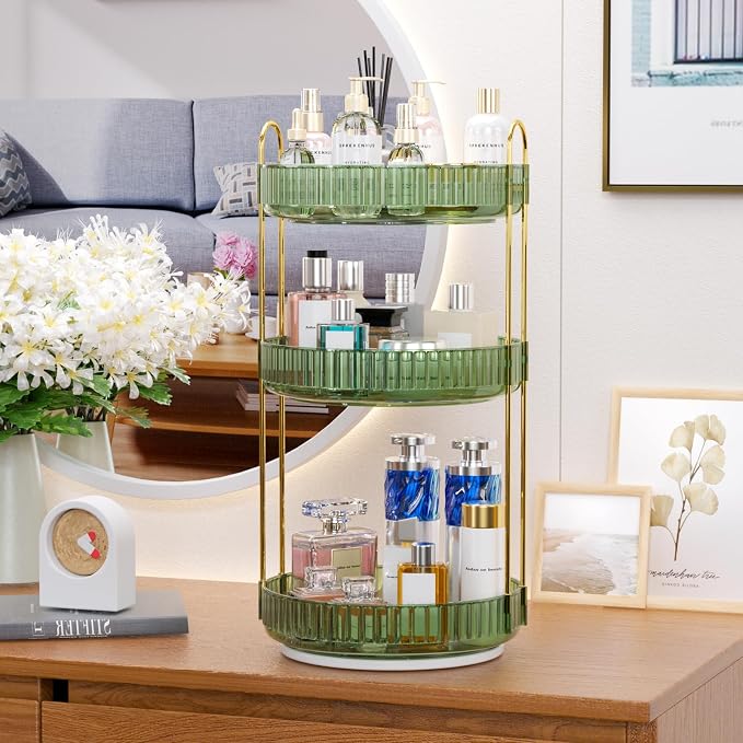 GTI 360°Rotating Makeup Organizer, 3 Tier Large Capacity Perfume Cosmetics - Image 7