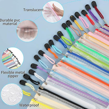 EOOUT 56pcs Mesh Zipper Pouch, Waterproof Zipper Bags, 8 Sizes Plastic Travel - Image 3