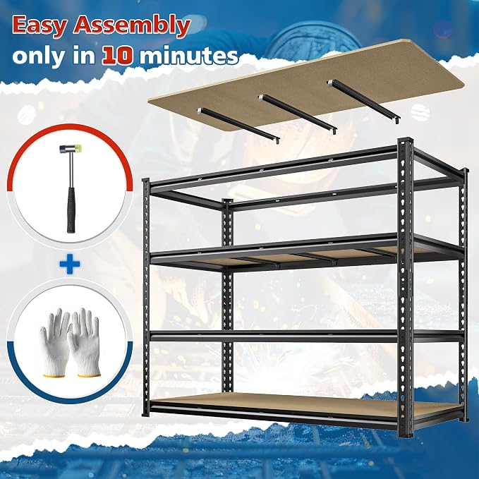 55" W Storage Shelves, 2040LBS Garage Shelving Heavy Duty, 4-Tier Storage - Image 8