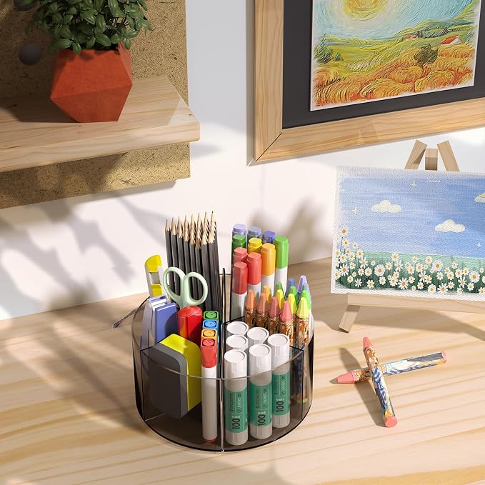 Acrylic Pen Organizer, 360 Degree Rotating Desk Organizer - Image 2