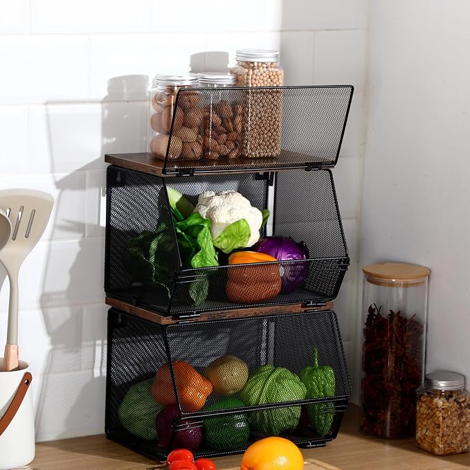 Teenyyou 2 Pcs Stackable Mesh Fruit Basket - Image 2