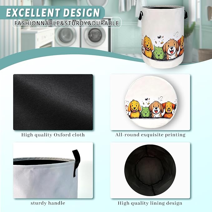 Happy Colorful Dogs Laundry Hamper - Image 4