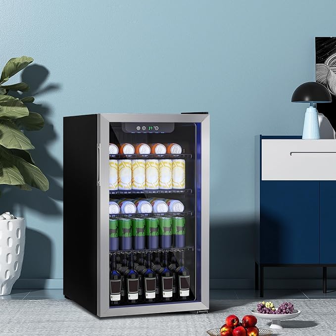 Beverage Refrigerator Cooler, 126 Can Mini Fridge Glass Door - Image 6