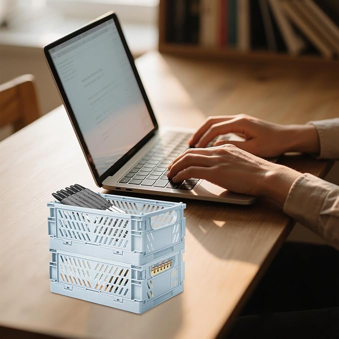 6 Pack Mini Foldable Small Plastic Baskets - Image 6