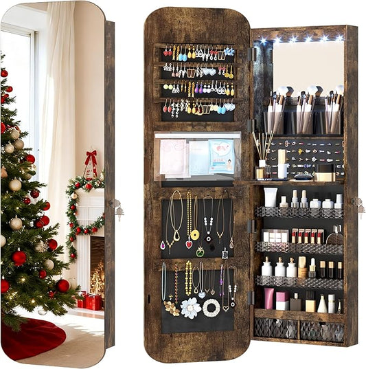 Vlsrka 47.2" LED Mirror Jewelry Cabinet, Wall/Door Mounted Full Length Mirror by VlsrkaFurniture