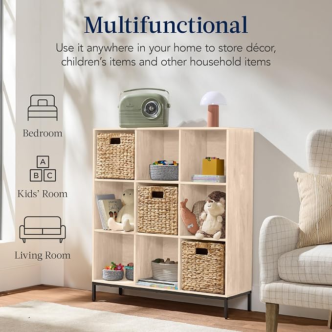 Best Choice Products 9-Cube Bookshelf, 3-Tier Wood Storage Bookcase W/Legs - Image 4