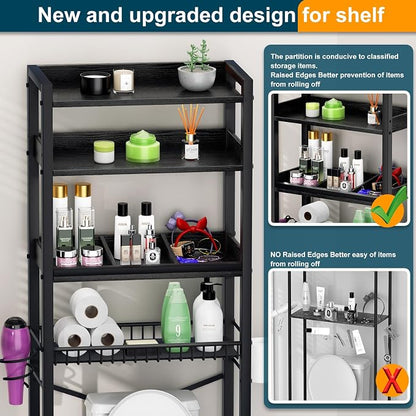 Over The Toilet Storage Cabinet, 4 Tier Bathroom Organizer and Storage - Image 4