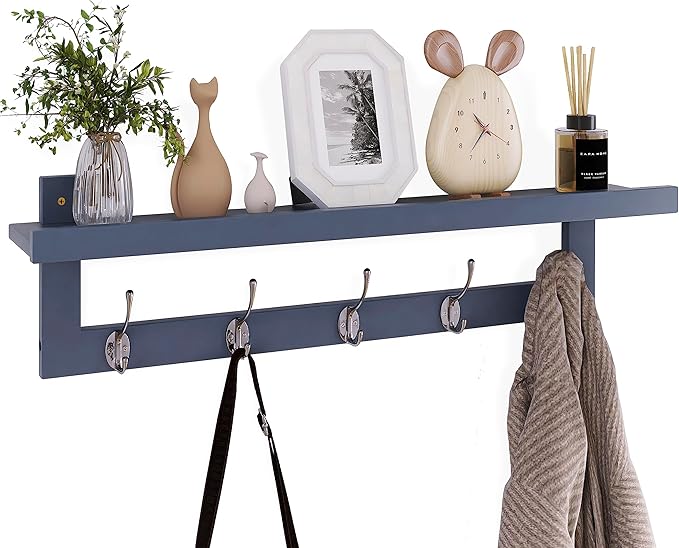 SMIBUY Coat Hooks with Shelf Wall-Mounted, 29.2 Inch Entryway Coat Rack by SMIBUY