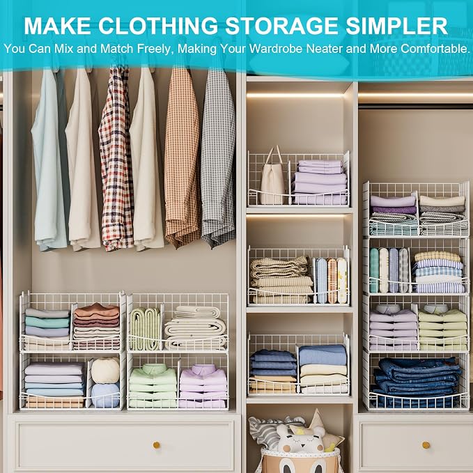 4-Tier Stackable Closet Organizers and Storage Basket - Image 6