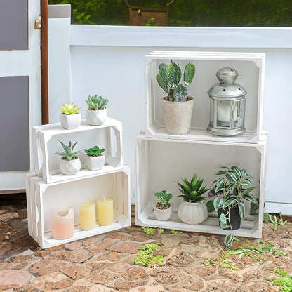 Set of 4 Large Wooden Decorative Storage Crates, Farmhouse Wood Storage - Image 4