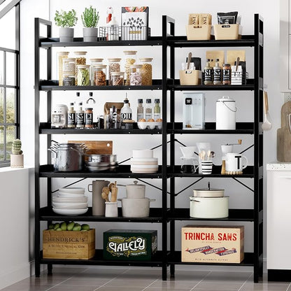 KOUSEI 6-Tier Corner Bookshelf, Reversible L-Shaped Bookcase - Image 6