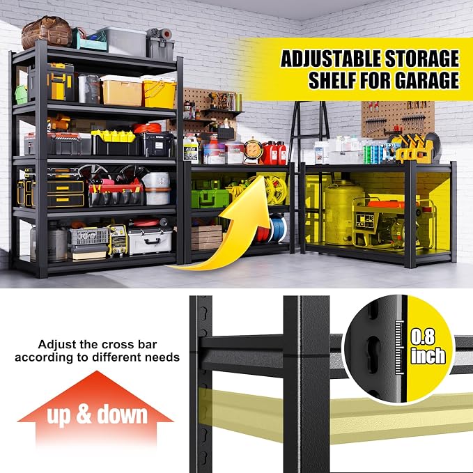 Set of 6 All Metal Garage Shelving - Image 4