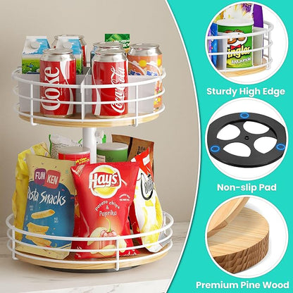 Snack Organizer 2 Tier Lazy Susan Storage Holder, 360° Rotation, - Image 4