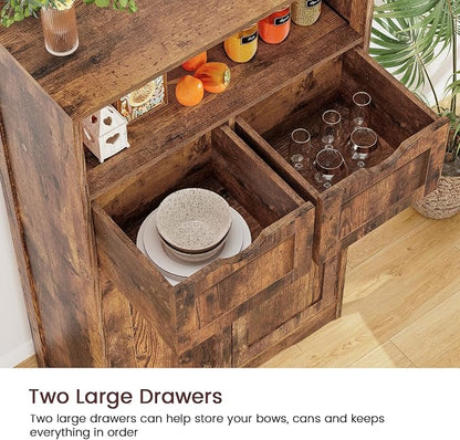 Iwell Storage Cabinet with 2 Drawers & Adjustable Shelves, Floor Cabinet - Image 6
