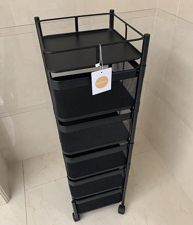 Fruit and Vegetable Basket for Kitchen No Assembly， Rotating Storage Rack - Image 8