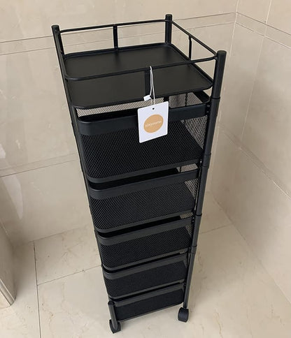 Fruit and Vegetable Basket for Kitchen No Assembly， Rotating Storage Rack - Image 8