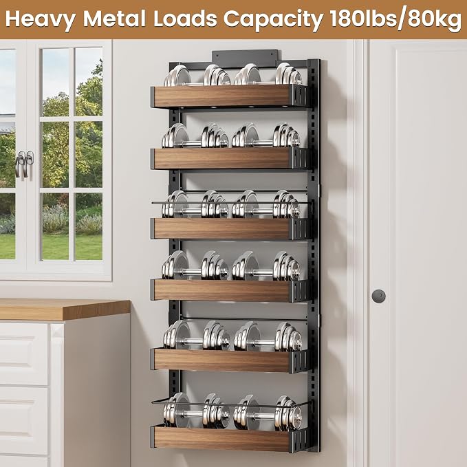 POKIPO 6 Tier Over The Door Pantry Organizer, 2-in-1 Door Hanging or Wall - Image 8