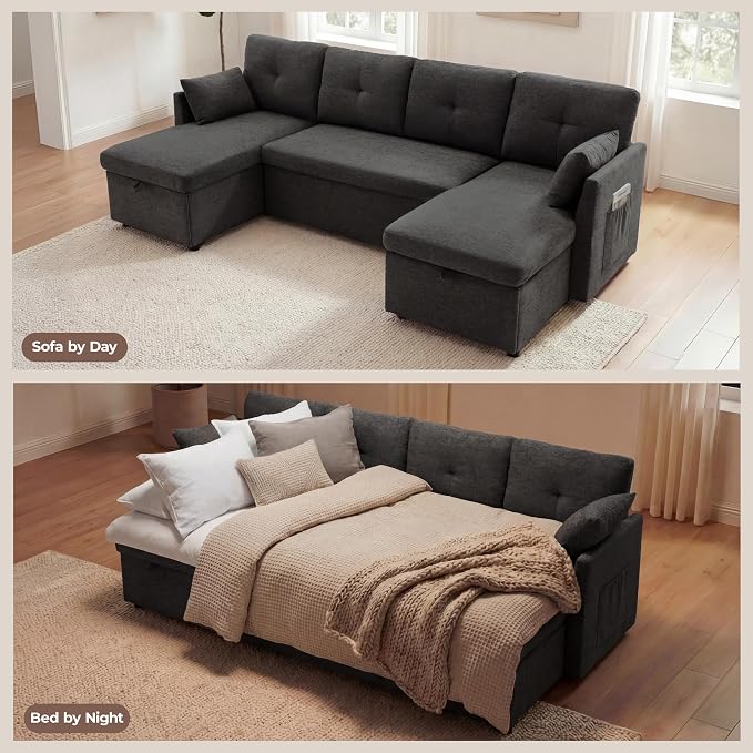 Huatean Home Oversized Sleeper Sofa Couch, 100 inch 2 in 1 Pullout Couch Bed - Image 4