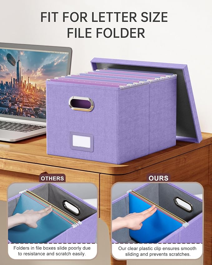 2 Pack File Storage Organizer, Filing Box, Portable File Box - Image 4