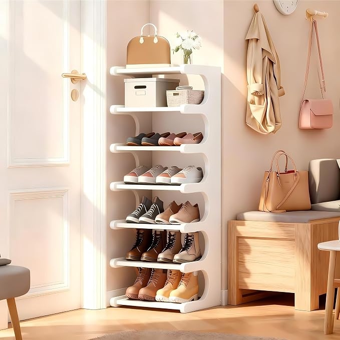 7-Tier Vertical Shoe Rack, Bamboo Free Standing Shoe Rack Shelf, Shoe Storage - Image 7