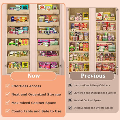 Kitchen Cabinet Organizer, Wood Pull Out Drawer, W12''×D10''×H3'' | Fully - Image 8
