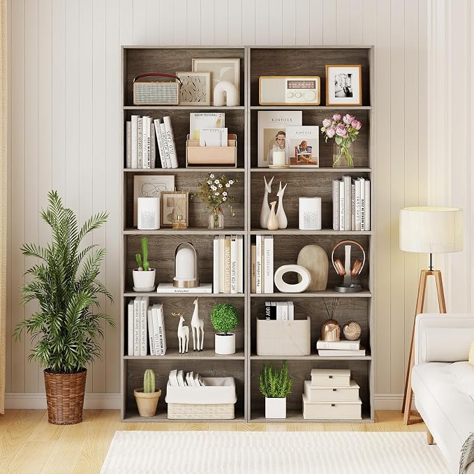 Giantex 6-Tier Bookcase Set of 2, Freestanding Storage Organizer w/Open Shelves - Image 2