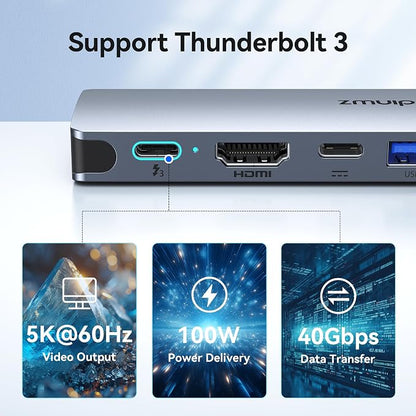 USB C Hub Adapter for MacBook Pro Air 2022 2021 2020 2019 Docking Station for - Image 5