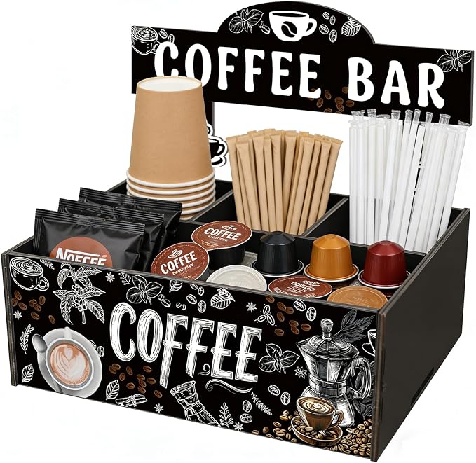 Coffee Bar Organizer Wooden Coffee Station Organizer by Kuabiz