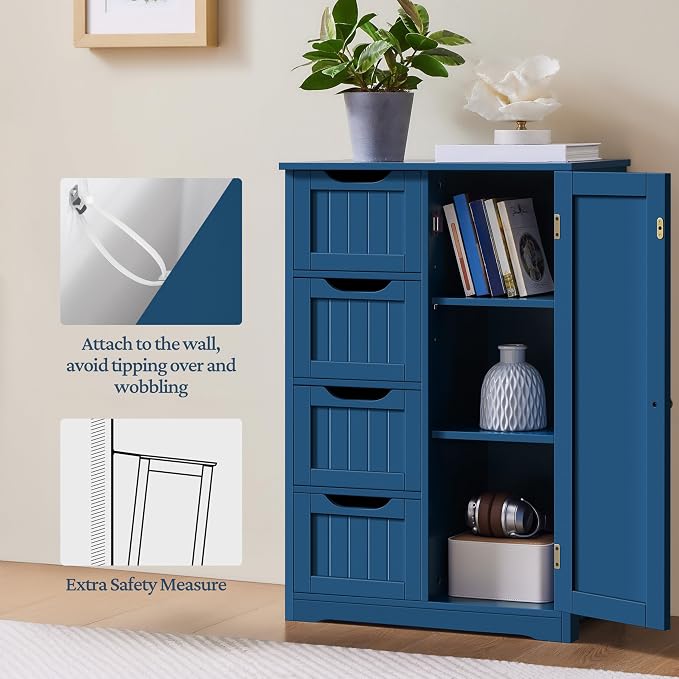 Yaheetech Wooden Bathroom Floor Cabinet, Side Storage Organizer Cabinet - Image 4