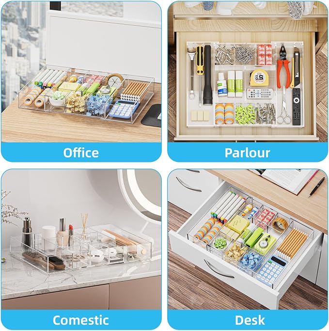 Marbrasse Acrylic Expandable Drawer Organizer, Desk Organizers and Accessories - Image 4