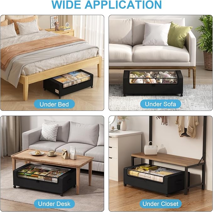 Under Bed Shoe Storage Organizer, 10 Inch Rolling Underbed Drawers - Image 7
