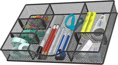 Desk Drawer Organizer Tray, Metal Mesh Drawer Organizers Office, 6 Adjustable by VyGrow