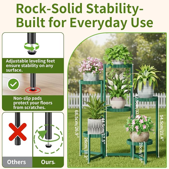 6 Tier Large Plant Stand Indoor, 7.9 Inch Wide Tall Corner Metal Plant Stands - Image 3