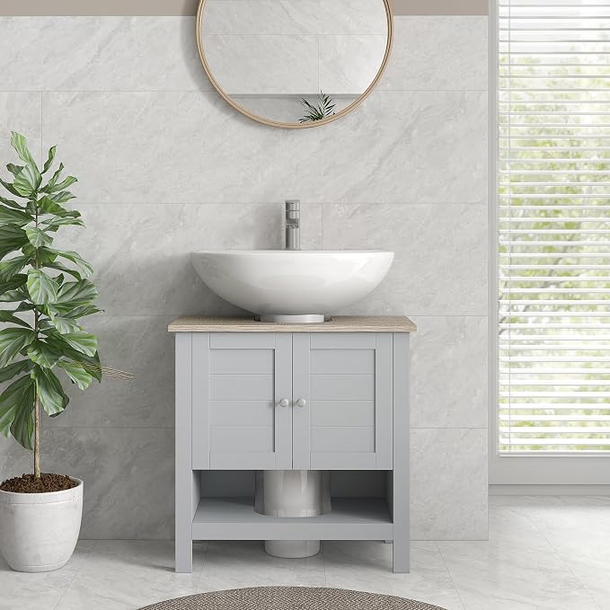 Kleankin Pedestal Sink Storage Cabinet, Under Sink Bathroom Vanity - Image 6