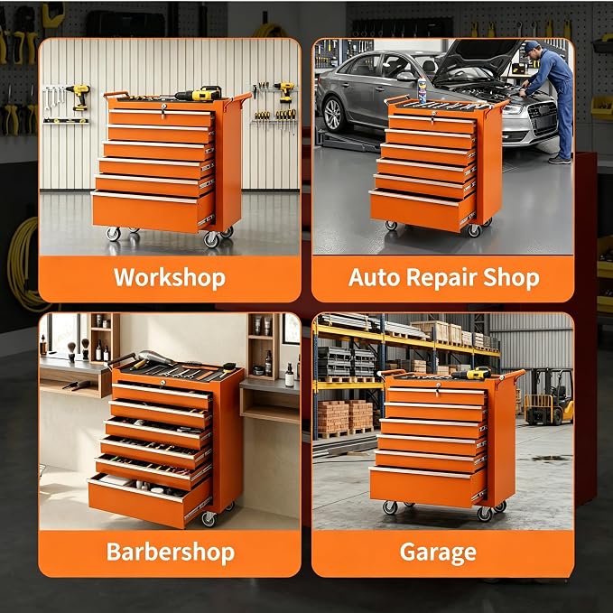 Garvee Rolling Tool Chest, 6 Drawers Tool Storage Cabinet, Toolbox - Image 6