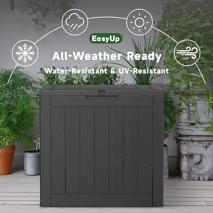EasyUp 31 Gallon Resin Deck Box Waterproof, UV Resistant Outdoor Storage Box - Image 4